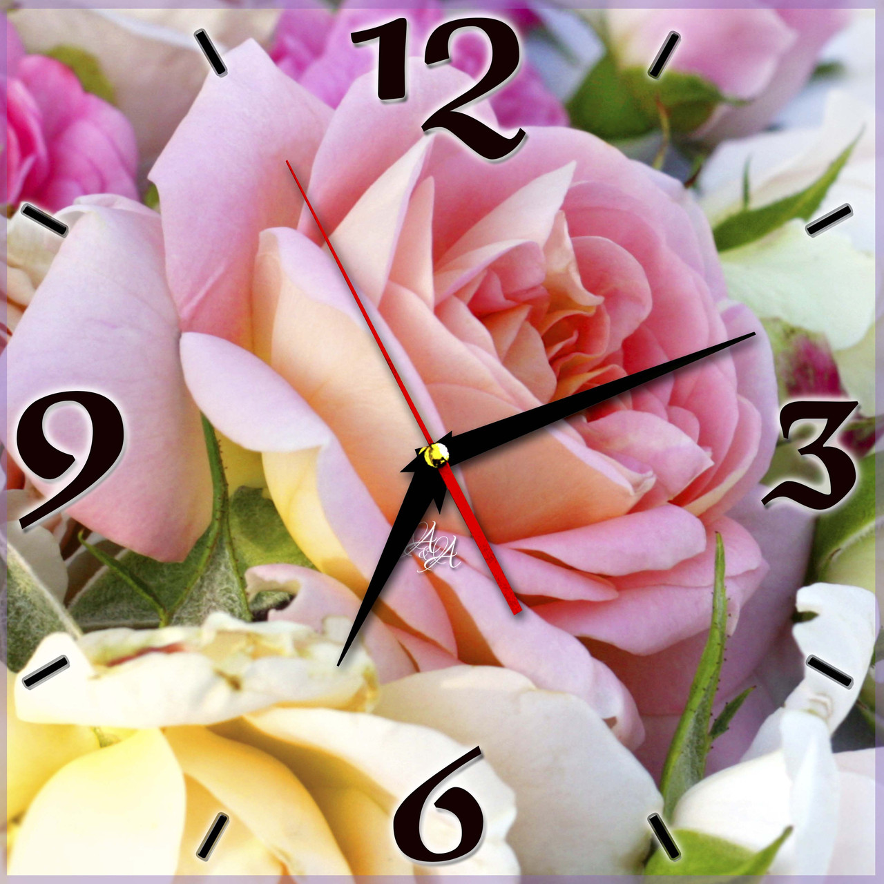 Настенные часы из стекла "Цветущие розы" арт.21877