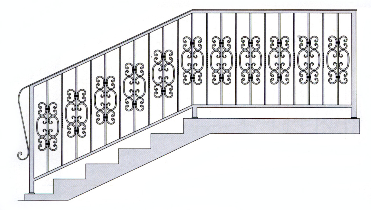 Перила для лестниц с коваными завитками. - фото 1 - id-p37680461