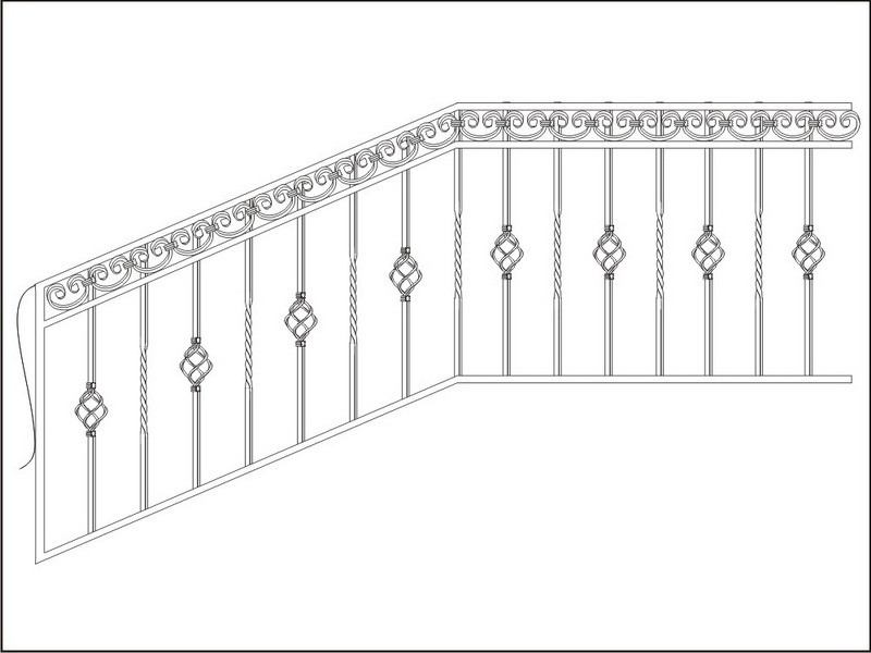 Перила для лестниц из металла с коваными элементами.