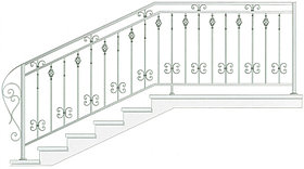 Перила для лестниц из металла с коваными элементами для дома. 