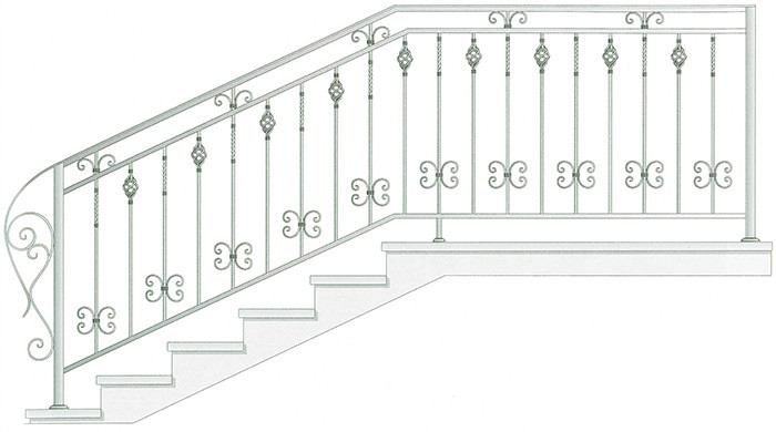 Перила для лестниц из металла с коваными элементами для дома. - фото 1 - id-p37680732