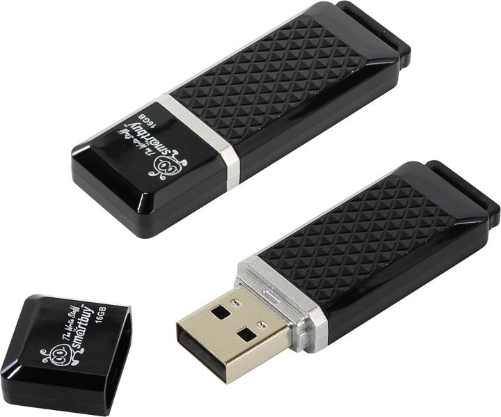 USB флеш-диск SmartBuy 16GB Quartz series Black (SB16GBQZ-K) - фото 1 - id-p37701190