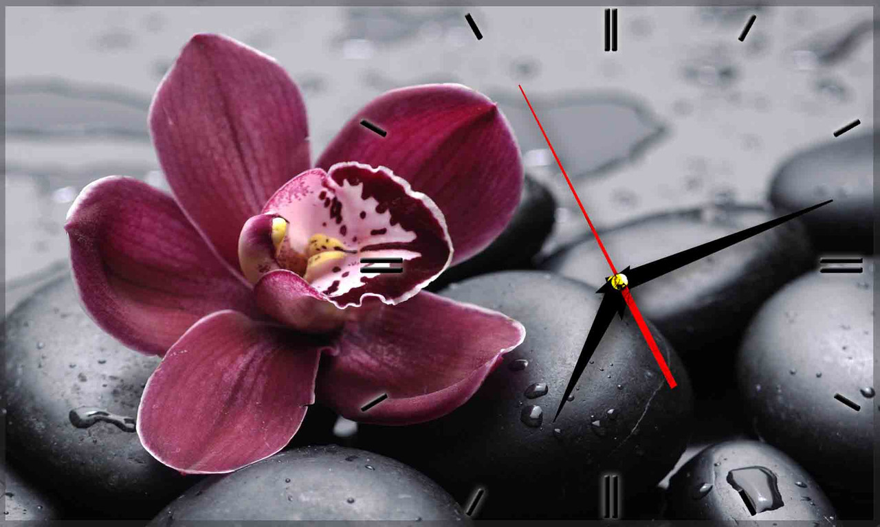Настенные часы из стекла "Бордовая орхидея" арт.1631