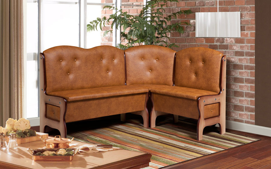 Кухонный угловой диван с деревянными боковинами Ладога-3д