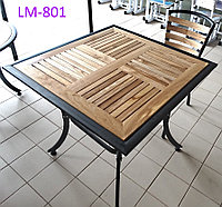 Деревянный квадратный стол на металлических ножках стол для дачи