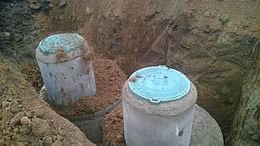 Монтаж канализации из бетонных колец 11