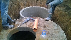 Монтаж канализации из бетонных колец 17