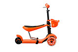 Детский самокат + беговел RS iTRIKE 3в1 оранжевый (светящиеся колёса), фото 2