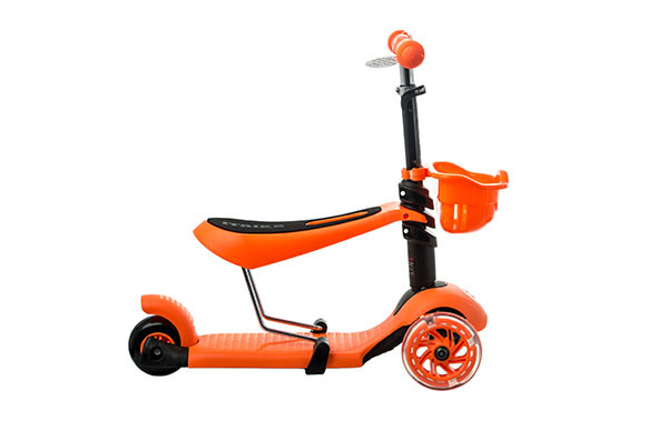 Детский самокат + беговел RS iTRIKE 3в1 оранжевый (светящиеся колёса) - фото 2 - id-p36384830