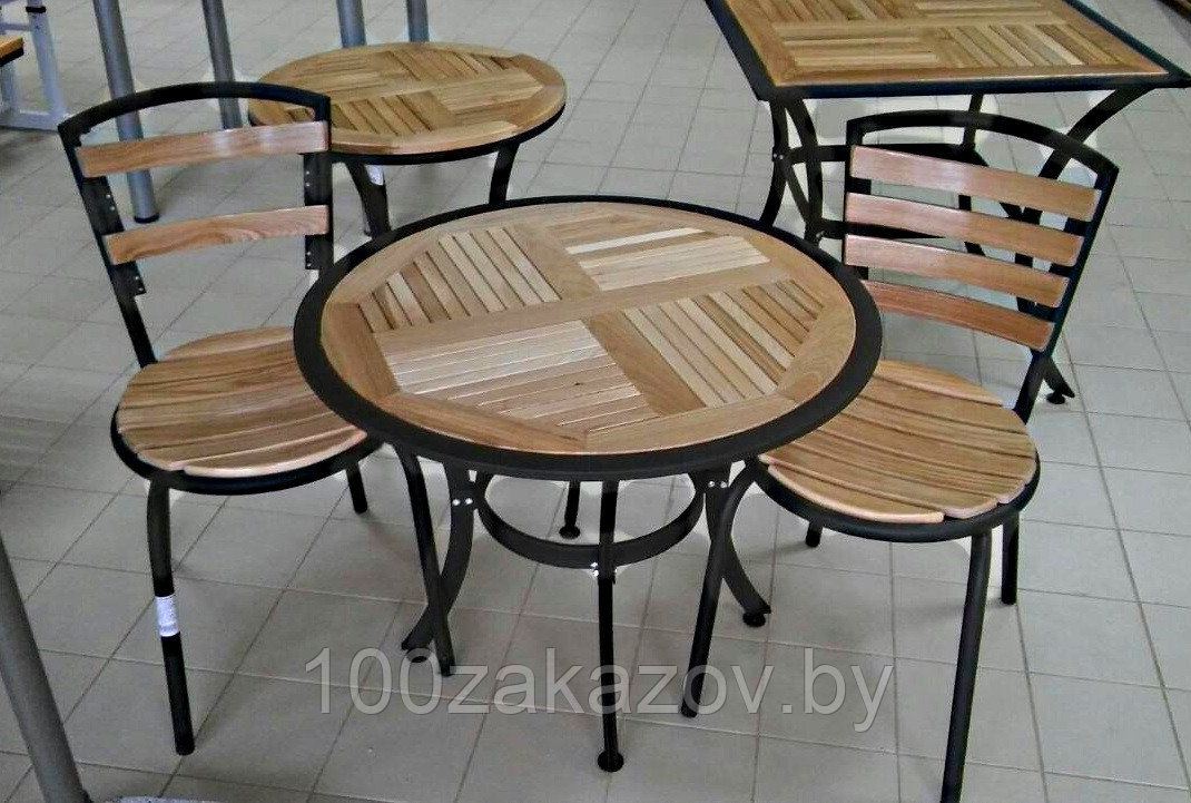Комплект садовой деревянной мебели. Стол LM-802 и 2 стула. - фото 1 - id-p38124895