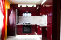Кухня с фасадом Акрил цвет Бордовый спеналами