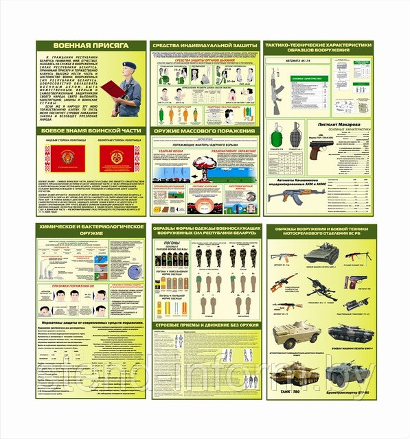 Стенды по военной подготовке (р-р 80*120 см) за 1 шт