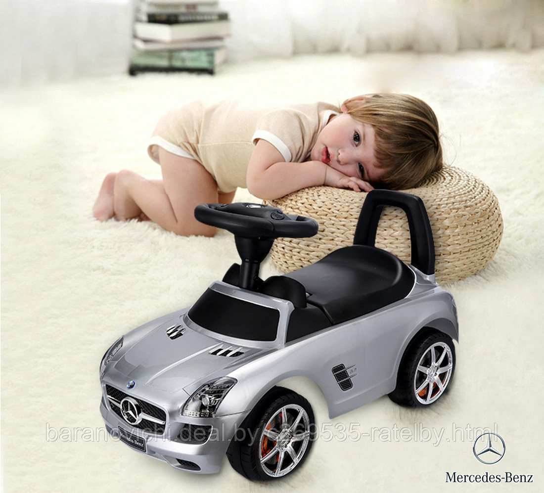 Каталка-автомобиль Mercedes-Benz с музыкой, серый