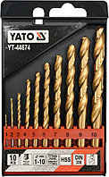 Набор сверл по металлу 1,0-10,0мм HSS-TiN (10пр) Yato YT-44674