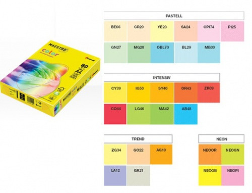Бумага цветная A4, 80г/м, 250 л. "Maestro Color" mix intensive - фото 2 - id-p2776951