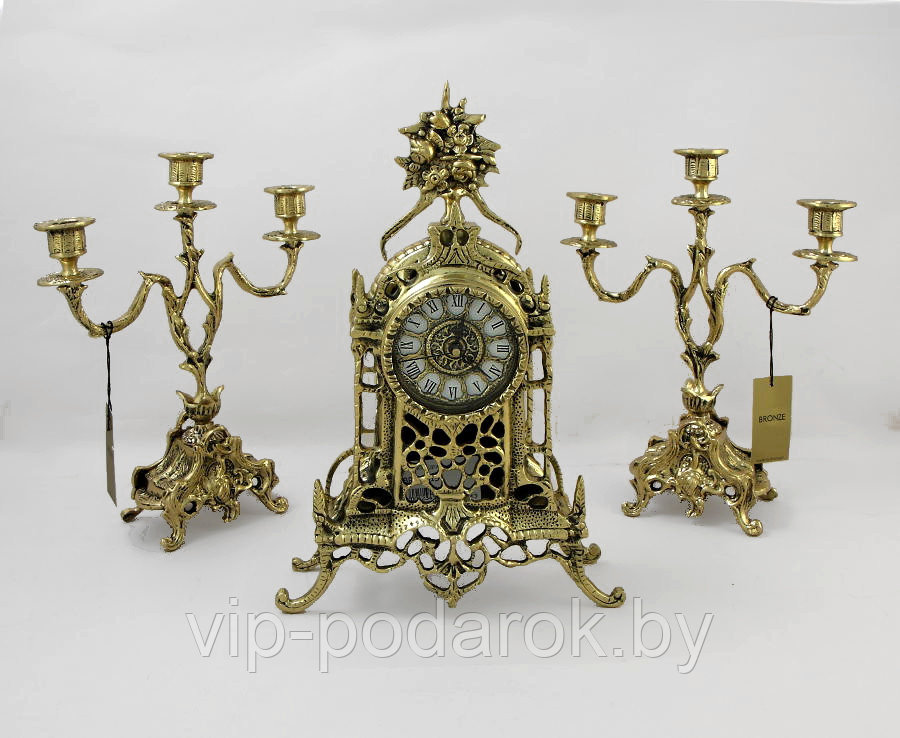 Бронзовые каминные часы с канделябрами «Осень» - фото 1 - id-p39576781