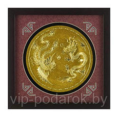 Картина по Фэн-Шуй «Золотая тарелочка Дракон и Феникс»