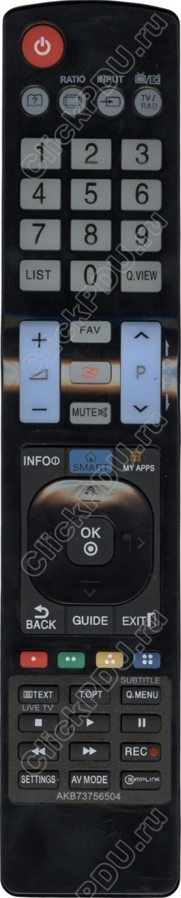 ПДУ для LG AKB73756504 (AKB73756502) ic New Lcd Led Tv c функцией SMART и 3D (серия HLG348) - фото 1 - id-p40069601