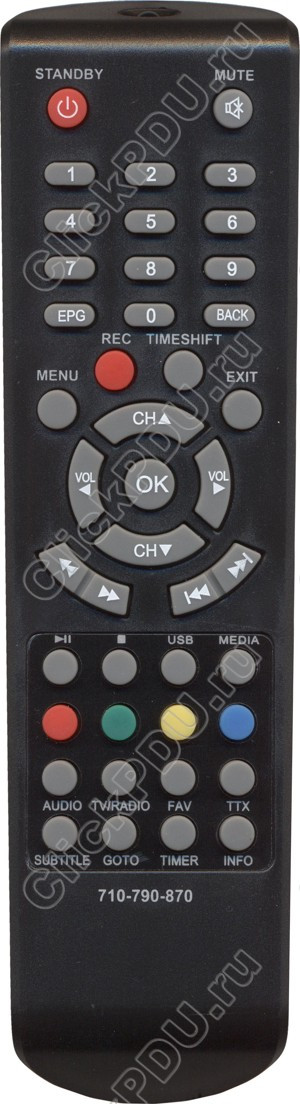 ПДУ для ORIEL ПДУ-7 к 710/720/740/750/821 /840/870/910/920/950 SAT ic (TVK) dvb-t2 (серия HOB608)