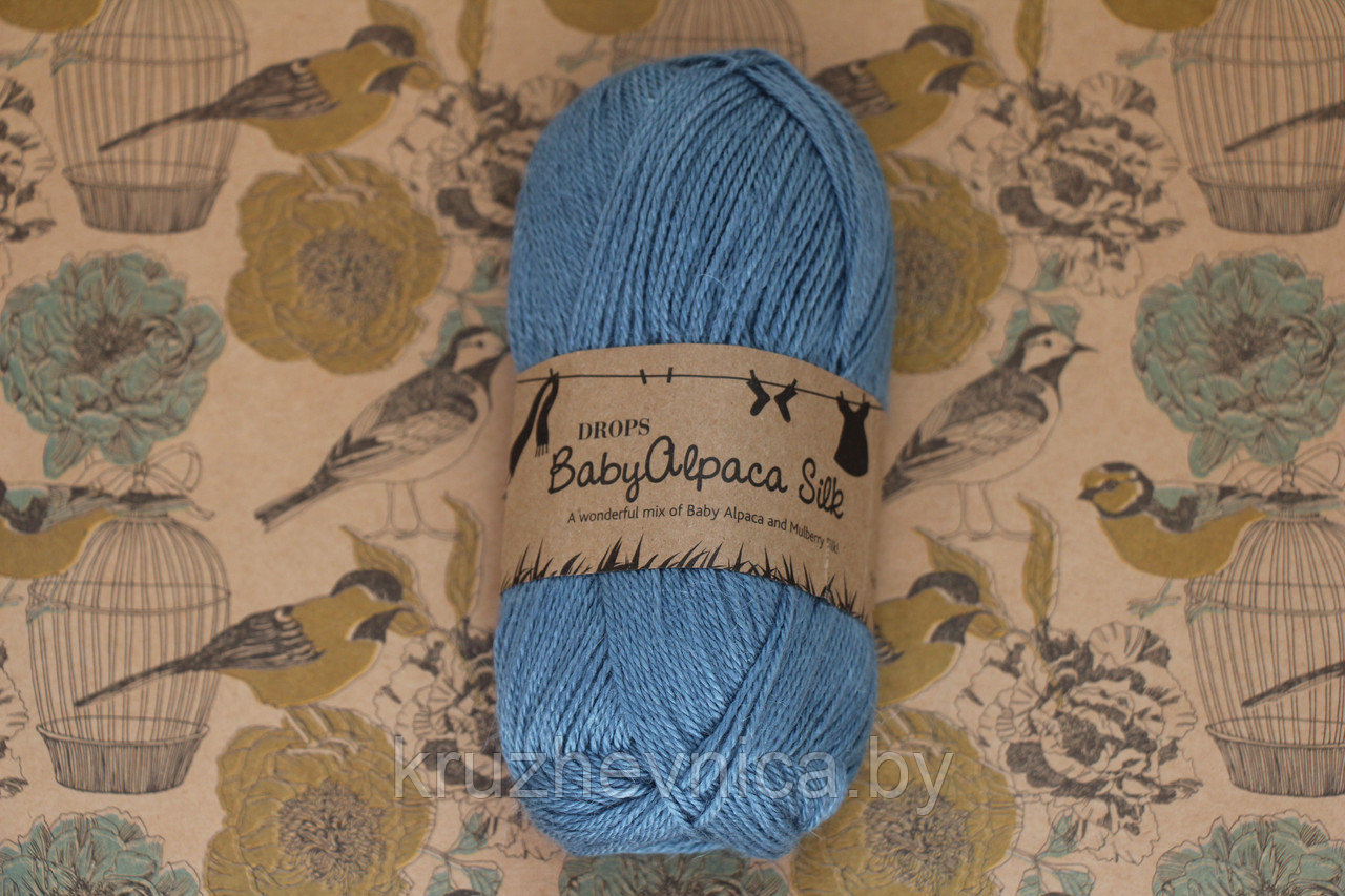 Пряжа DROPS Baby Alpaca Silk (70% альпака, 30% шелк, 50г 167м) Цвет: 6235 grey blue, фото 1