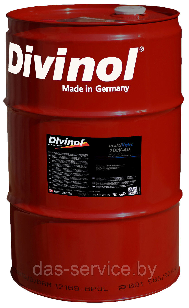 Моторное масло Divinol Multilight 10W-40 (полусинтетическое моторное масло 10w40) 200 л.