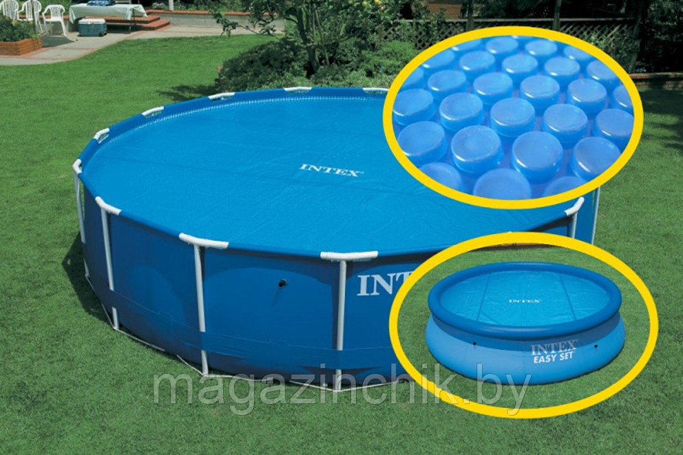 Тент солнечный для нагрева воды в бассейне 366 см Intex 28012 Solar Pool Covers - фото 1 - id-p40403238