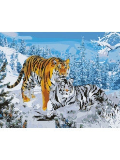 Картина по номерам Два тигра (MG194) 40х50 см, фото 2