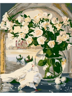 Картина по номерам Белые розы и голуби (PC4050012) 40х50 см - фото 2 - id-p40430924