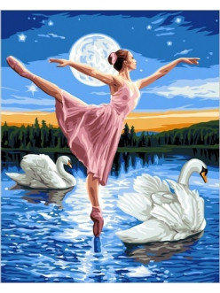 Картина по номерам Балерина на лебедином озере 40х50 см, фото 2