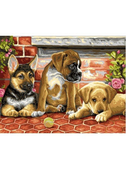 Картина по номерам Три щенка (PC4050074) 40х50 см, фото 2