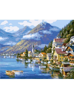 Картина по номерам Хальштадт. Австрия (PP4050088) на цветном холсте 40х50 см, фото 2