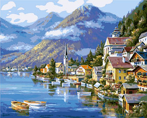 Картина по номерам Хальштадт. Австрия (PP4050088) на цветном холсте 40х50 см, фото 2