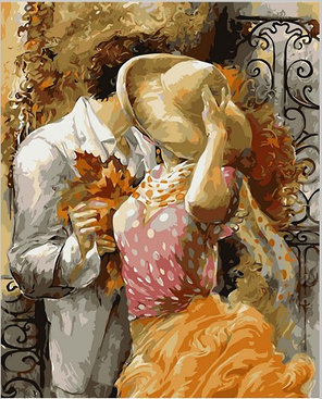 Картина по номерам Осенний поцелуй на цветном холсте 40х50 см, фото 2