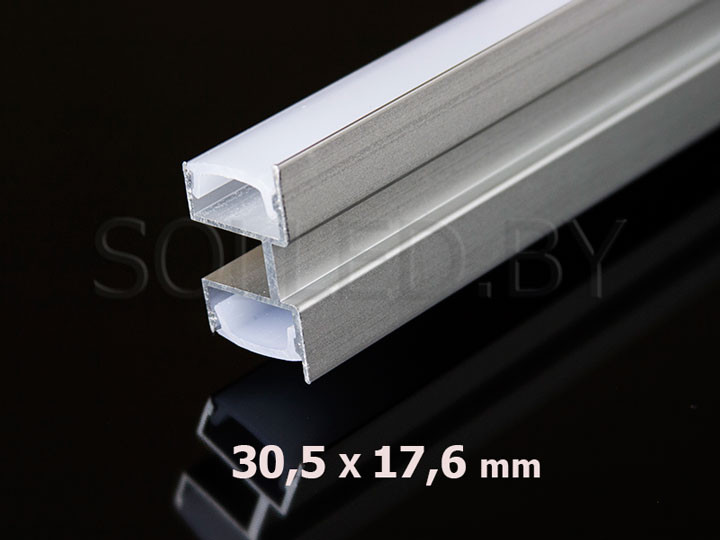 Алюминиевый профиль накладной с экранами 30,5x17,6 для LED ленты - фото 1 - id-p37123494