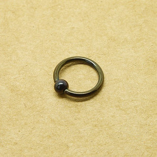 Кольцо для пирсинга черное 1.2мм (6-12мм) (8мм (шар 3 мм))