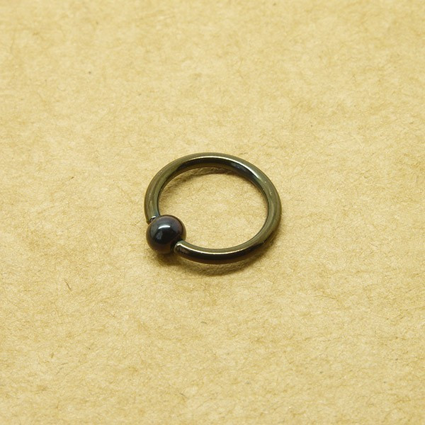 Кольцо для пирсинга черное 1.2мм (6-12мм) (8мм (шар 3 мм)) - фото 1 - id-p31343605