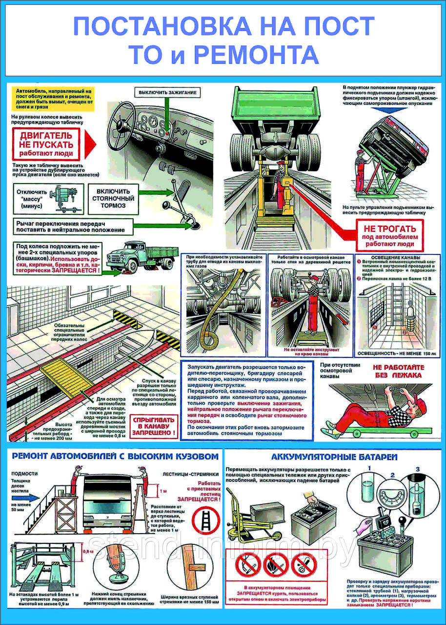 ПЛАКАТ 44е Постановка на пост ТО и ремонта р-р 42*56 см на ПВХ - фото 1 - id-p40680901