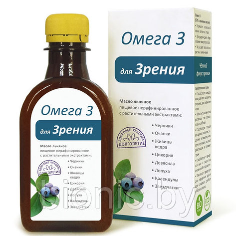 Масло льняное с раст. экстрактами "Омега-3 для Зрения", Компас здоровья, 200 мл, фото 2