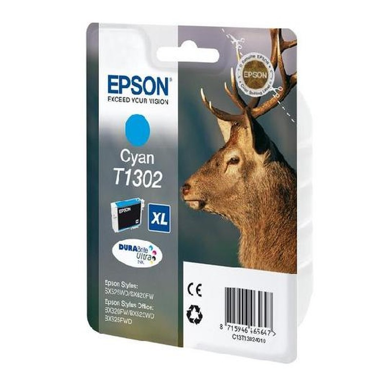 Картридж T1302/ C13T13024010 (для Epson Stylus SX525/ SX535/ SX620/ Office BX320/ BX535/ BX630/ BX925) голубой