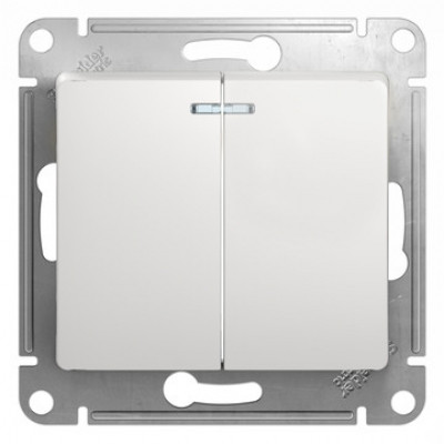 Выключатель двухклавишный с подсветкой белый Schneider Electric Glossa - фото 1 - id-p40904057