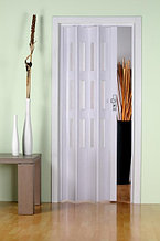 Дверь-гармошка со стеклом ясень серый Фаворит