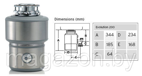 Измельчитель пищевых отходов InSinkErator Evolution 200-2B (диспоузер) - фото 2 - id-p41275239