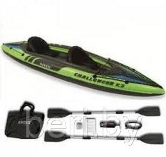 Лодка, байдарка двухместная INTEX Challenger K2 Kayak 68306, 251x76x38см