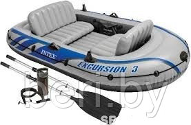 Надувная лодка 3-х местная INTEX Excursion 3 Set, весла, насос, арт. 68319 Размер : 260х157х43 см - фото 1 - id-p41275514
