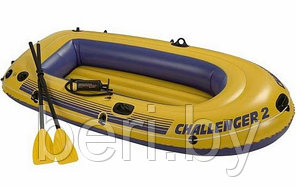Лодка надувная 2-х местная Intex Challenger 2, весла, насос, арт. 68367