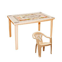 Комплект мебели 4 кресла и  пластиковый стол для дачи с рисунком "Верона" 