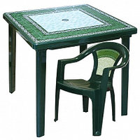 Стол пластиковый  4 кресла  для дачи с рисунком "Малахит". Стол и стулья садовые.