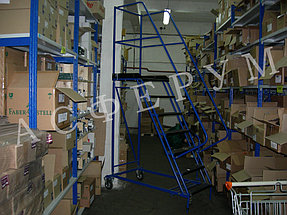 Подкатная лестница с платформой для склада - изготовлено под заказ 1