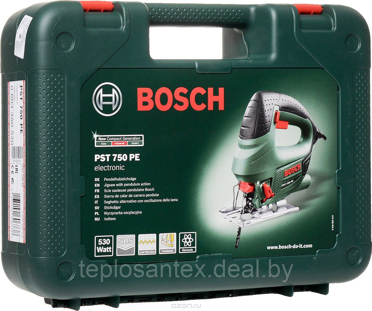 Электролобзик BOSCH PST 750 PE в кейсе (530 Вт, пропил до 75 мм) в Гомеле - фото 2 - id-p41718543