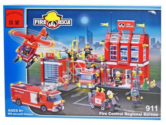 Конструктор Брик BRICK 911 "Пожарная станция охрана" 980 деталей аналог лего lego - фото 1 - id-p41719365